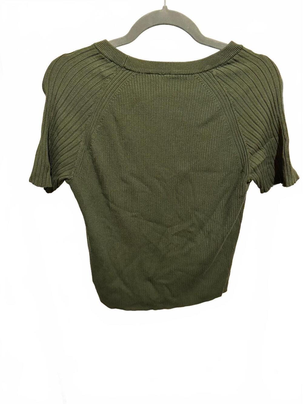 Olive Ribbed Short Sleeve Top - Picture 3 of 3